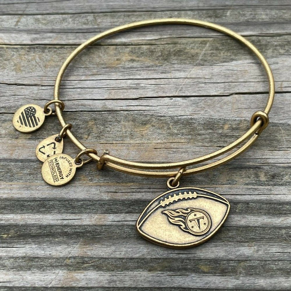 Alex and Ani Bracelet gold plated NFL Football charm Wrist Band Size adjustable - Picture 2 of 7